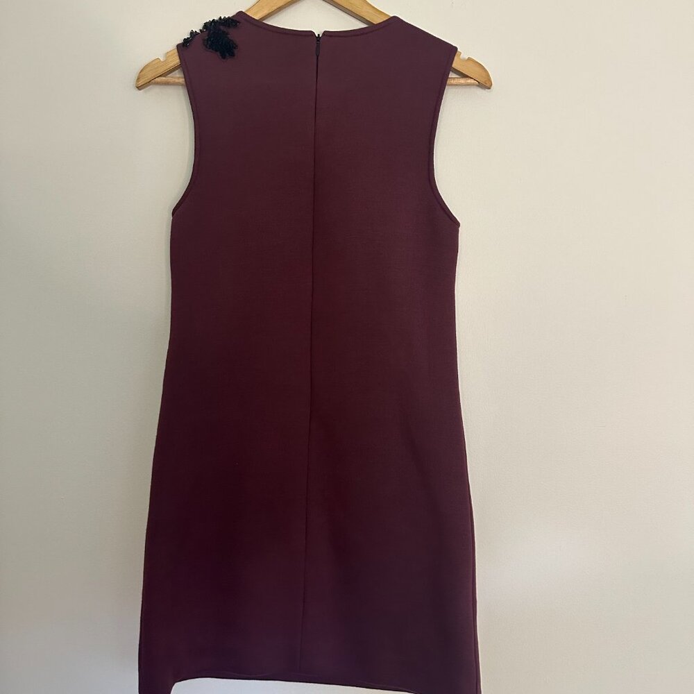 Women’s Burgundy Floral Mini Dress with Yellow Appliqué - Picture 7 of 9